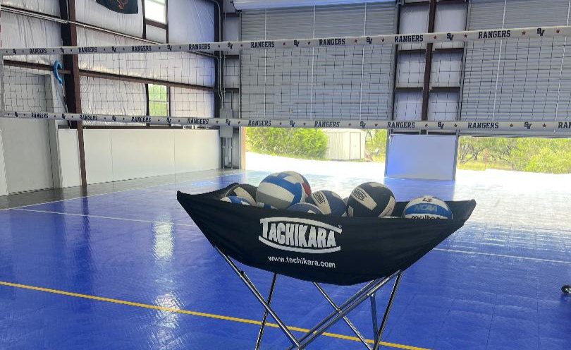 Volleyball cart on the court